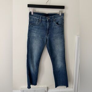 MOTHER Insider High Waist Step Frayed Hem Crop Jeans